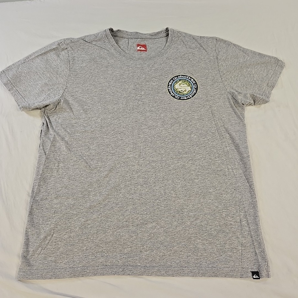Quiksilver T-Shirt Mens Large Gray Slim Fit Graphic Logo Skater Surf Y2K